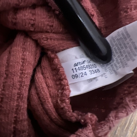 Aerie Womens Size Small Anytime Wave Waffle Shirt Button Up Pink - Picture 9 of 11